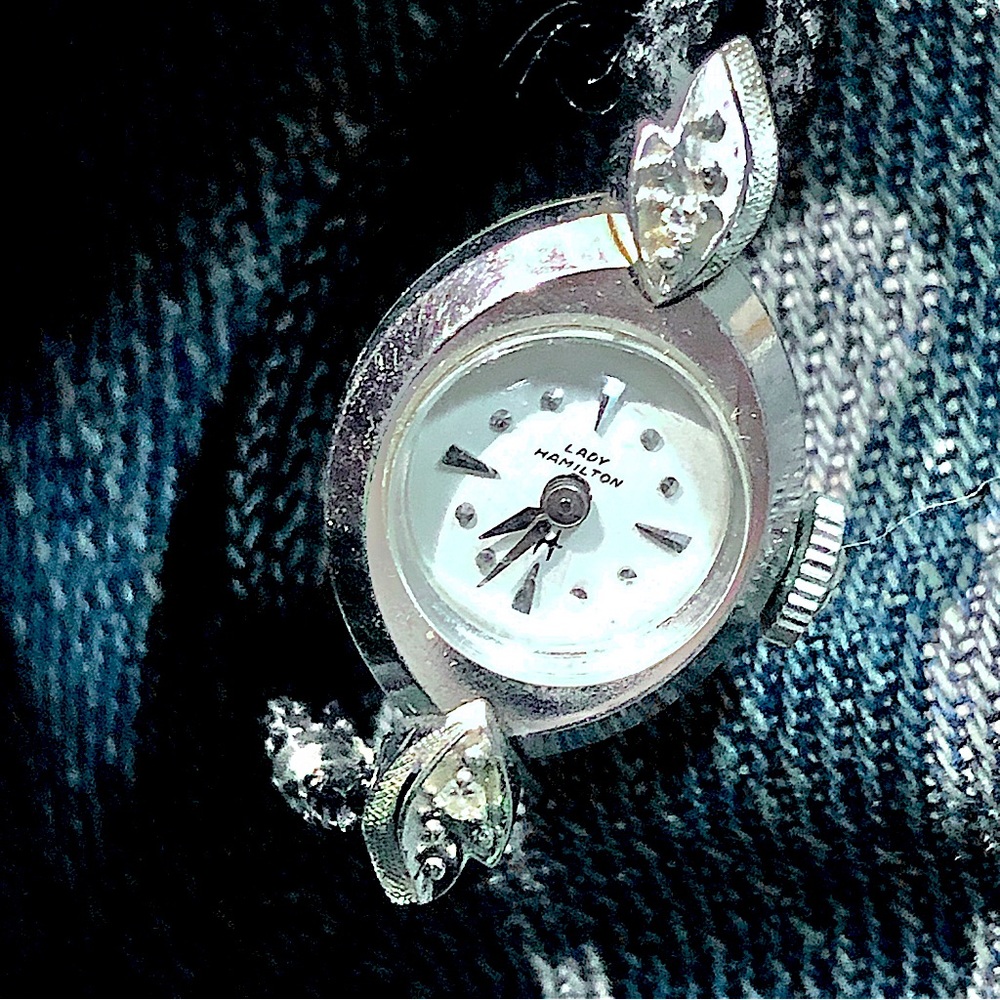 Lady Hamilton Vintage 14k Gold Diamond Watch 22 Jewels - Runs
